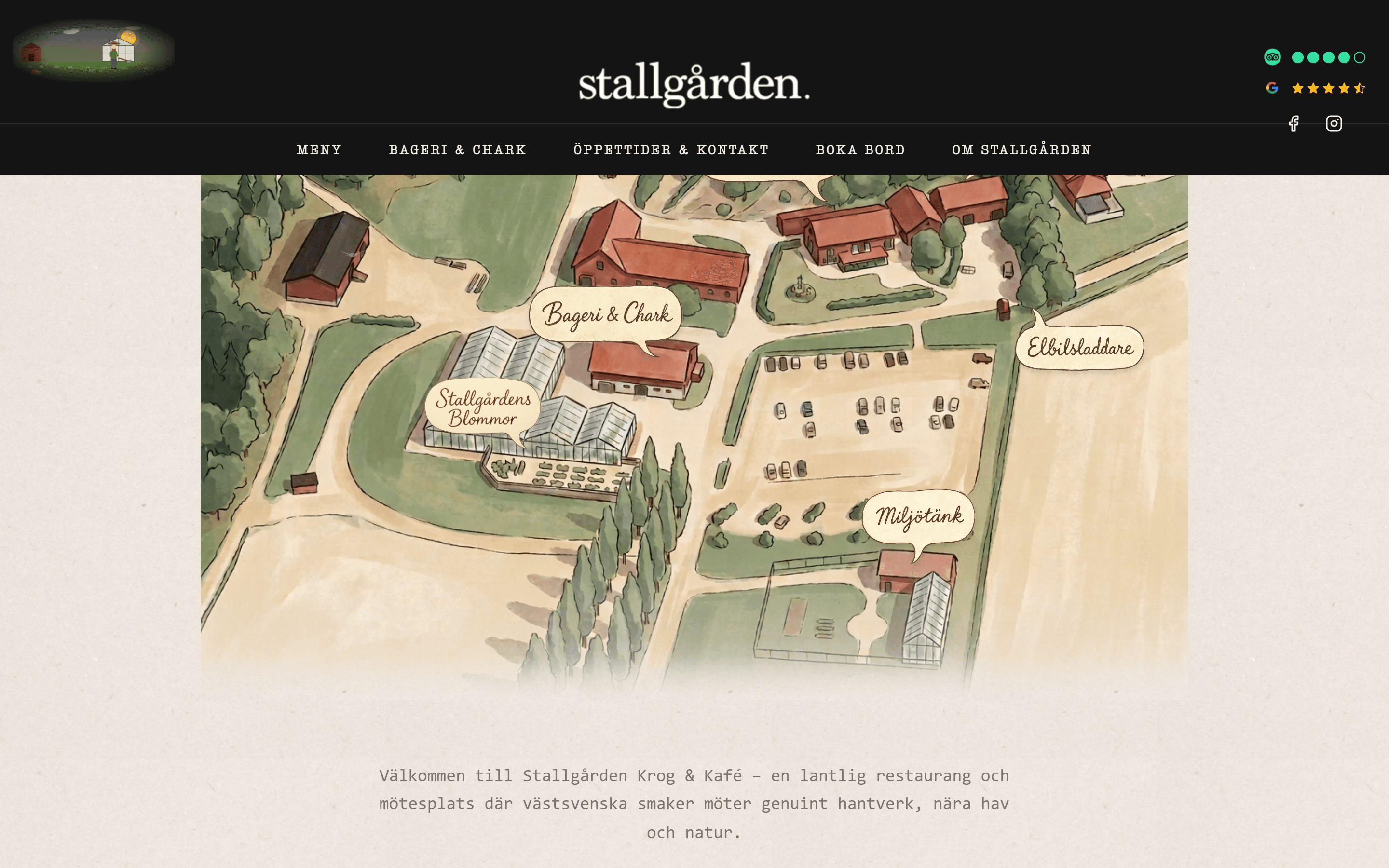 Skärmdump av Stallgården Krog & Kafé